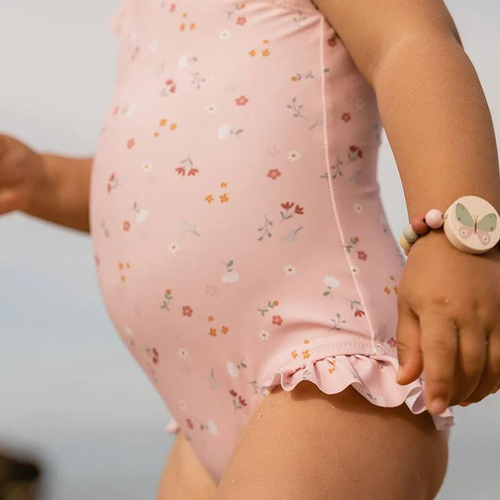 Little Dutch Bathsuit Ruffles - Little Pink Flowers