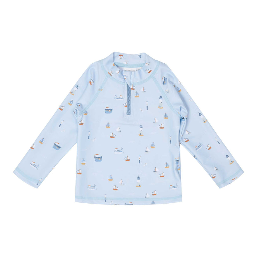 Swim T-Shirt Long Sleeves - Sailors Bay Blue-Swim T-Shirt-Little Dutch-Yes Bebe